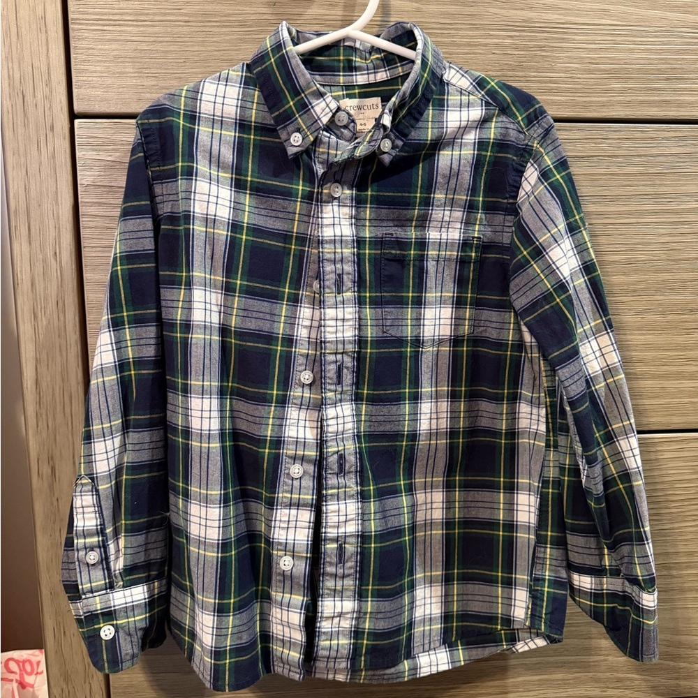 Crewcuts Kids Plaid Button Down Shirt - Blue and Green